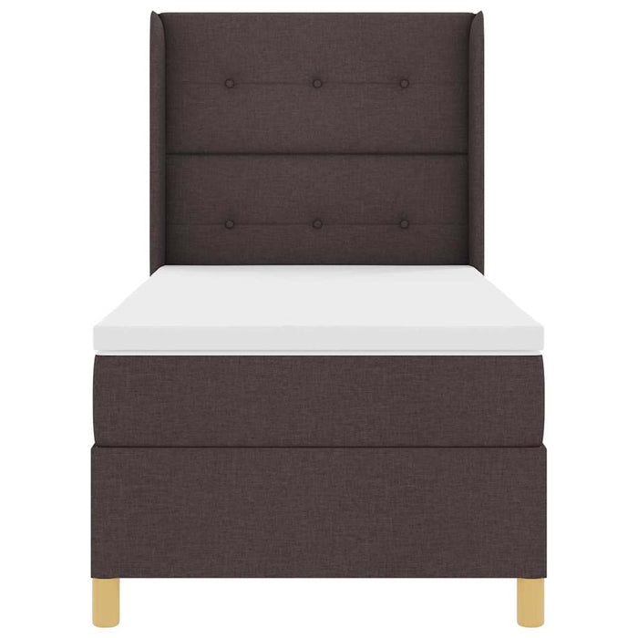 Pat cu arcuri cu headboard Maro închis 100 x 200 cm țesătură WALTI