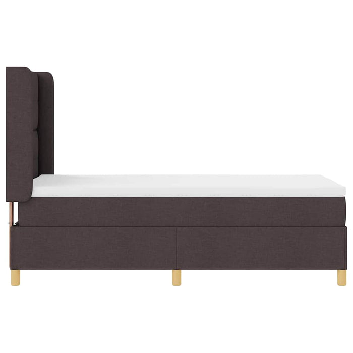 Pat cu arcuri cu headboard Maro închis 100 x 200 cm țesătură WALTI