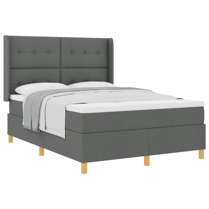 Pat cu arcuri cu saltea Gri închis 140 x 190 cm țesătură - WALTI WALTI