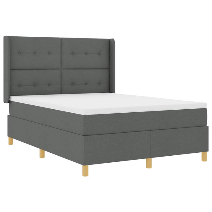Pat cu arcuri cu saltea Gri închis 140 x 200 cm țesătură - WALTI WALTI