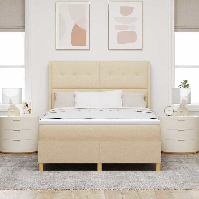 Pat cu arcuri cu saltea cu headboard Crem 160 x 200 cm țesătură - WALTI WALTI