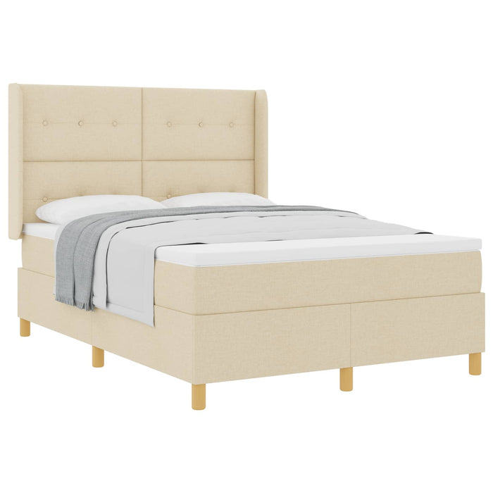 Pat cu arcuri cu saltea cu headboard Crem 160 x 200 cm țesătură - WALTI WALTI