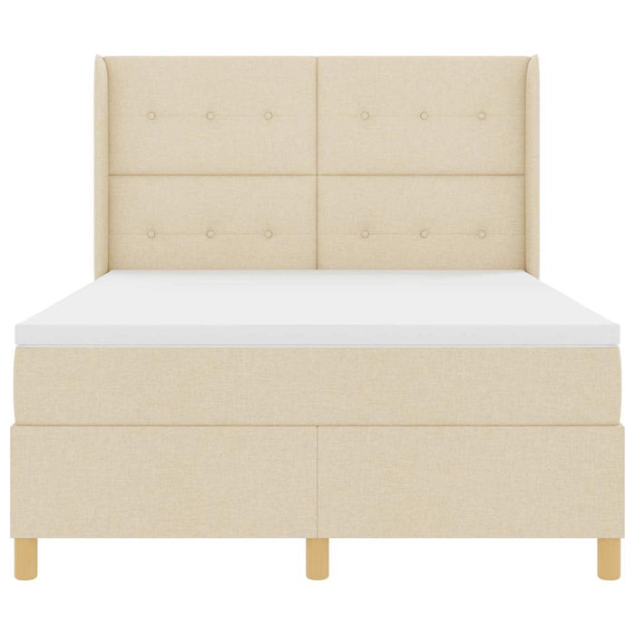 Pat cu arcuri cu saltea cu headboard Crem 160 x 200 cm țesătură - WALTI WALTI
