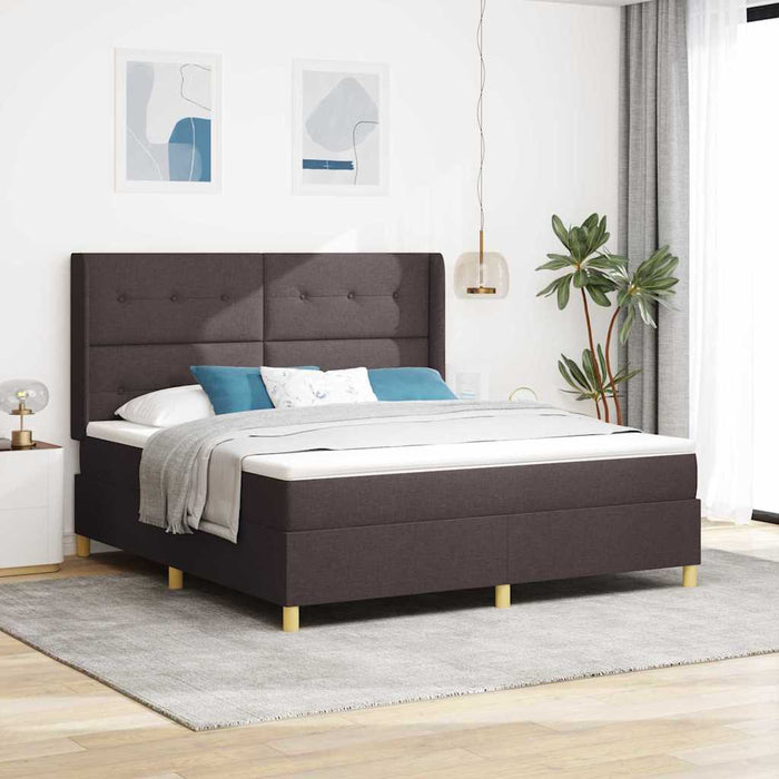 Pat cu arcuri cu headboard Maro închis 180 x 200 cm țesătură WALTI