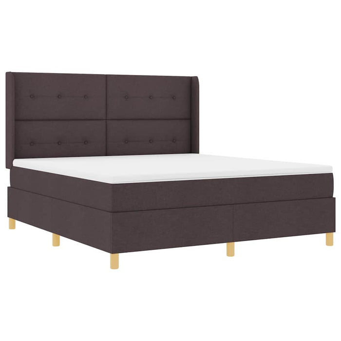 Pat cu arcuri cu headboard Maro închis 180 x 200 cm țesătură WALTI