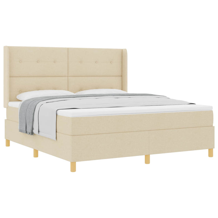 Pat cu arcuri cu saltea cu headboard Crem 180 x 200 cm țesătură - WALTI WALTI