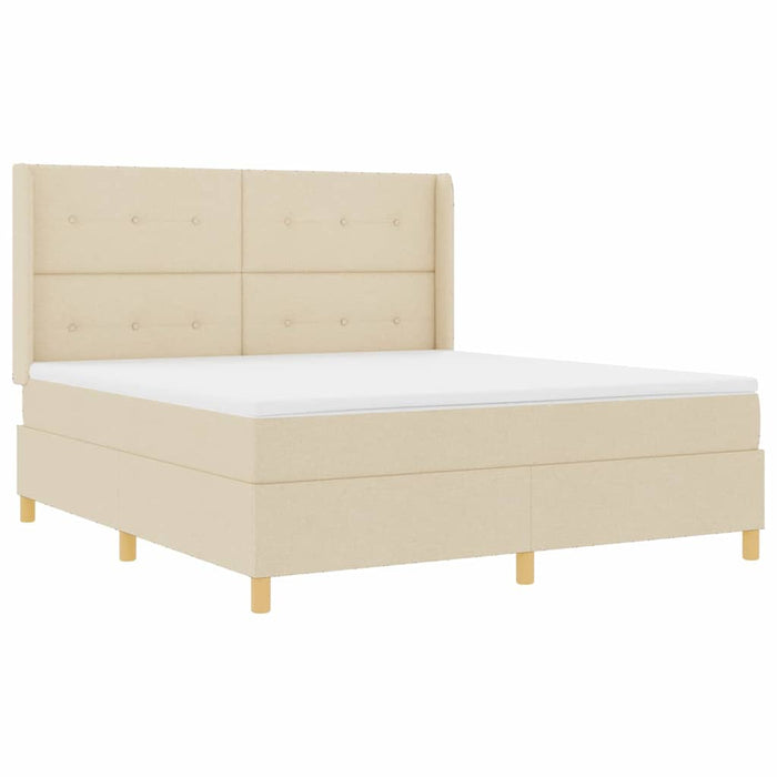 Pat cu arcuri cu saltea cu headboard Crem 180 x 200 cm țesătură - WALTI WALTI