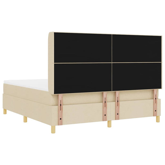 Pat cu arcuri cu saltea cu headboard Crem 180 x 200 cm țesătură - WALTI WALTI