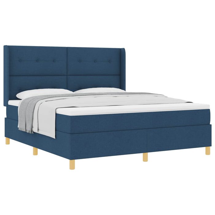 Pat cu arcuri cu headboard albastru 180 x 200 cm țesătură WALTI
