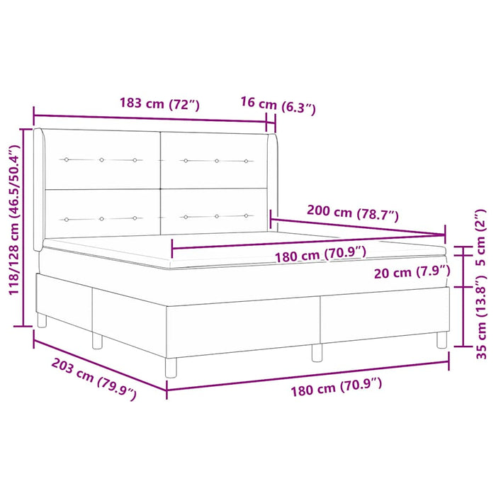 Pat cu arcuri cu headboard albastru 180 x 200 cm țesătură WALTI