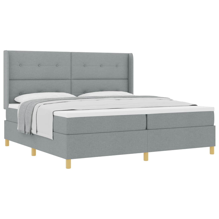 Pat cu arcuri cu headboard Gri deschis 200 x 200 cm țesătură WALTI