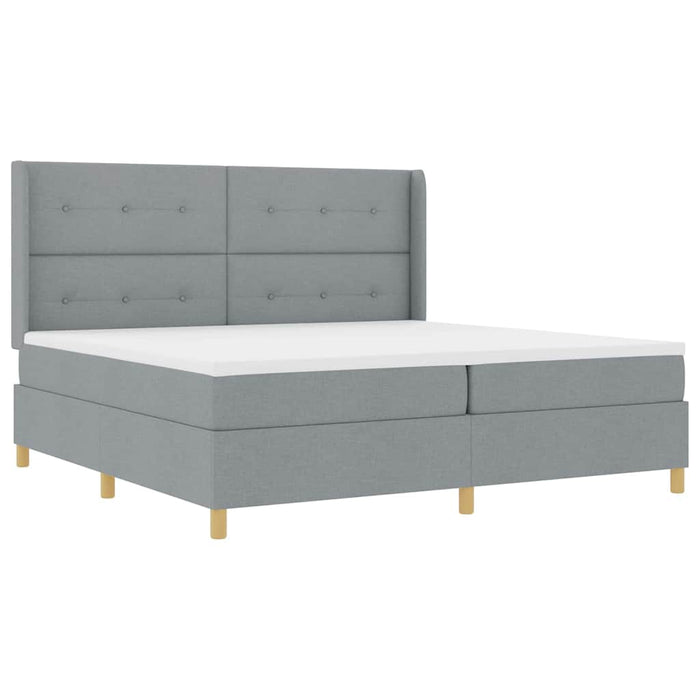 Pat cu arcuri cu headboard Gri deschis 200 x 200 cm țesătură WALTI