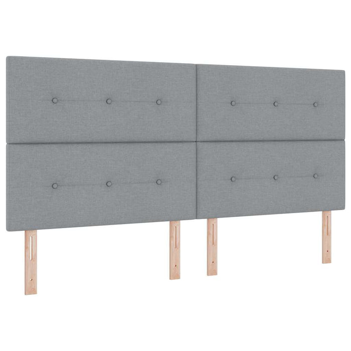 Pat cu arcuri cu headboard Gri deschis 200 x 200 cm țesătură WALTI
