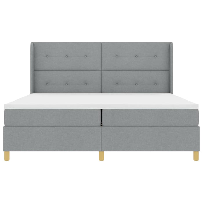 Pat cu arcuri cu headboard Gri deschis 200 x 200 cm țesătură WALTI
