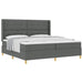 Pat cu arcuri cu headboard Gri închis 200 x 200 cm țesătură - WALTI WALTI