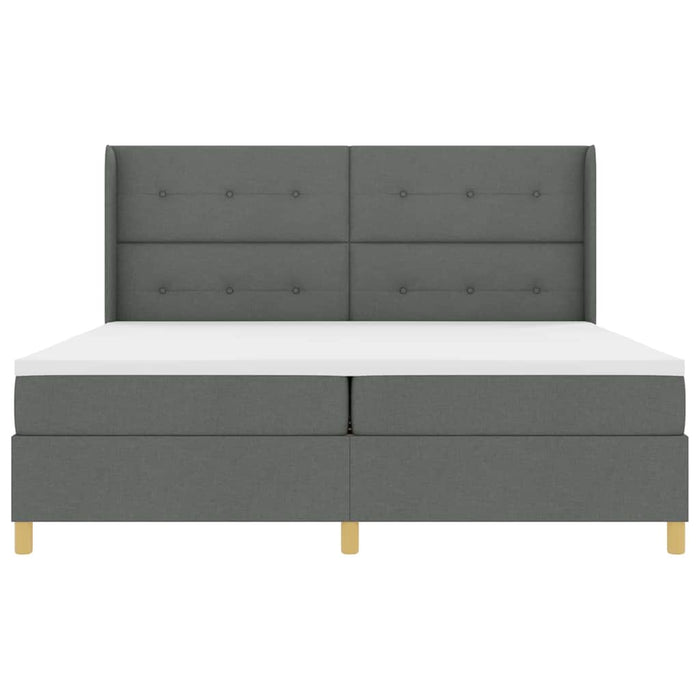 Pat cu arcuri cu headboard Gri închis 200 x 200 cm țesătură - WALTI WALTI