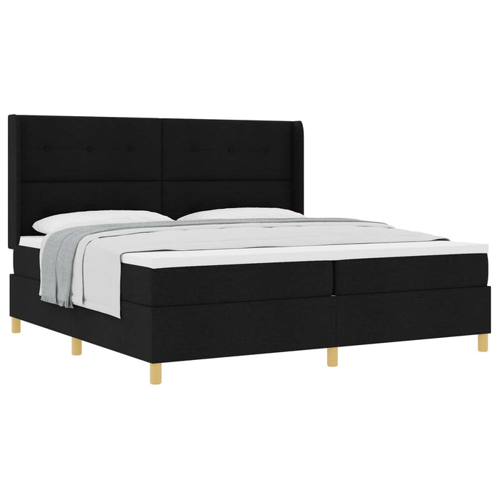 Pat cu arcuri cu headboard Negru 200 x 200 cm țesătură WALTI