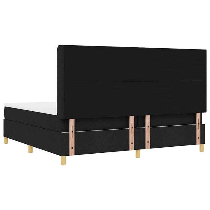 Pat cu arcuri cu headboard Negru 200 x 200 cm țesătură WALTI