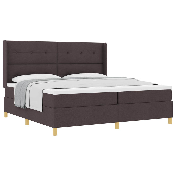 Pat cu arcuri cu headboard Maro închis 200 x 200 cm țesătură WALTI