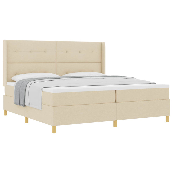 Pat cu arcuri cu saltea cu headboard Crem 200 x 200 cm țesătură - WALTI WALTI
