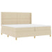 Pat cu arcuri cu saltea cu headboard Crem 200 x 200 cm țesătură - WALTI WALTI
