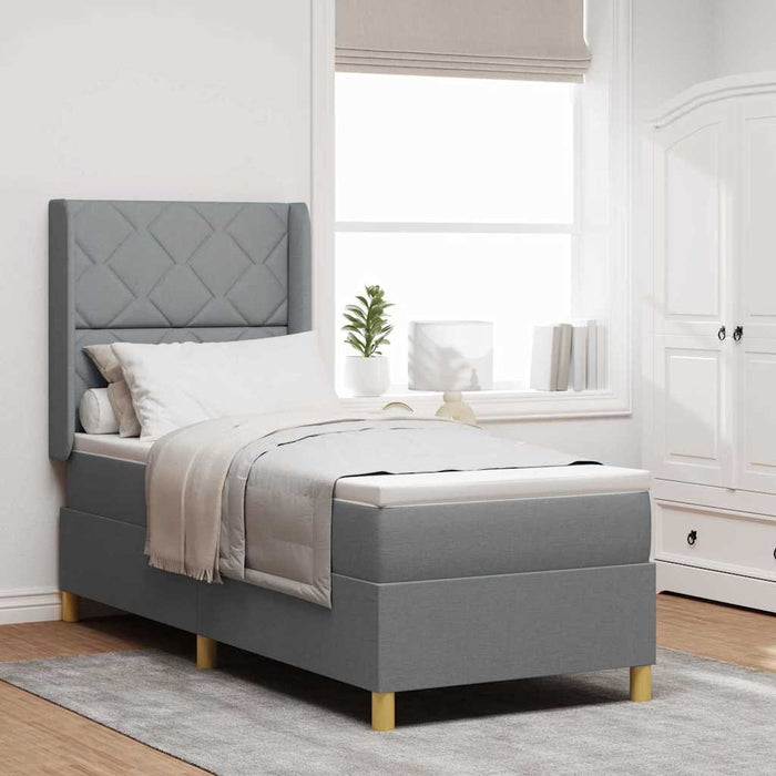 Pat cu arcuri cu headboard Gri deschis 80 x 200 cm țesătură - WALTI WALTI