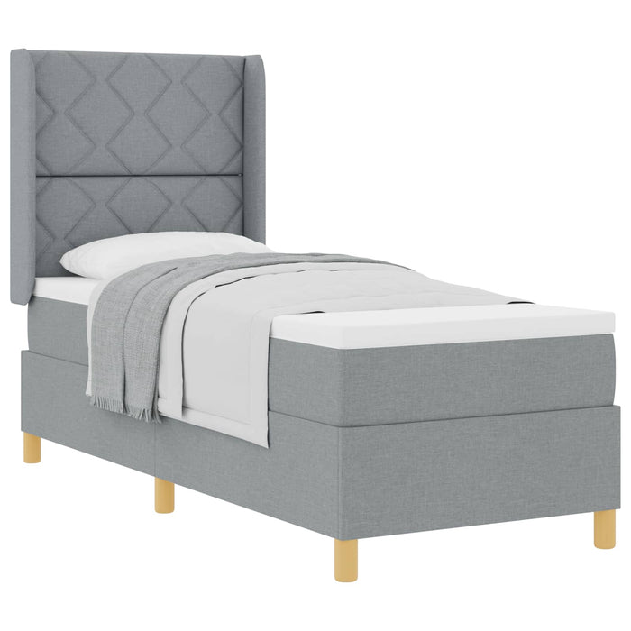Pat cu arcuri cu headboard Gri deschis 80 x 200 cm țesătură - WALTI WALTI