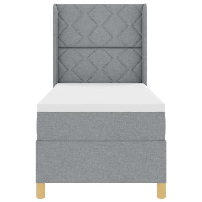 Pat cu arcuri cu headboard Gri deschis 80 x 200 cm țesătură - WALTI WALTI
