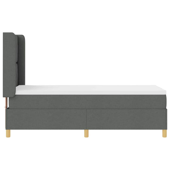 Pat cu arcuri cu headboard Gri închis 80 x 200 cm țesătură WALTI