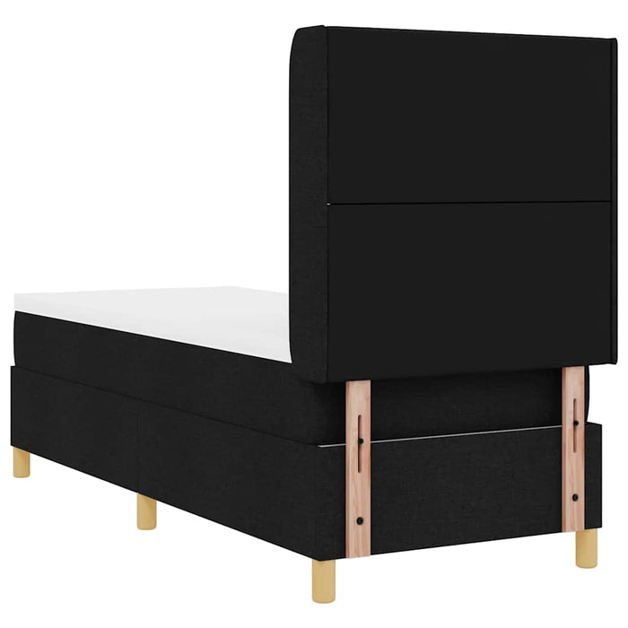 Pat cu arcuri cu headboard Negru 80 x 200 cm țesătură WALTI