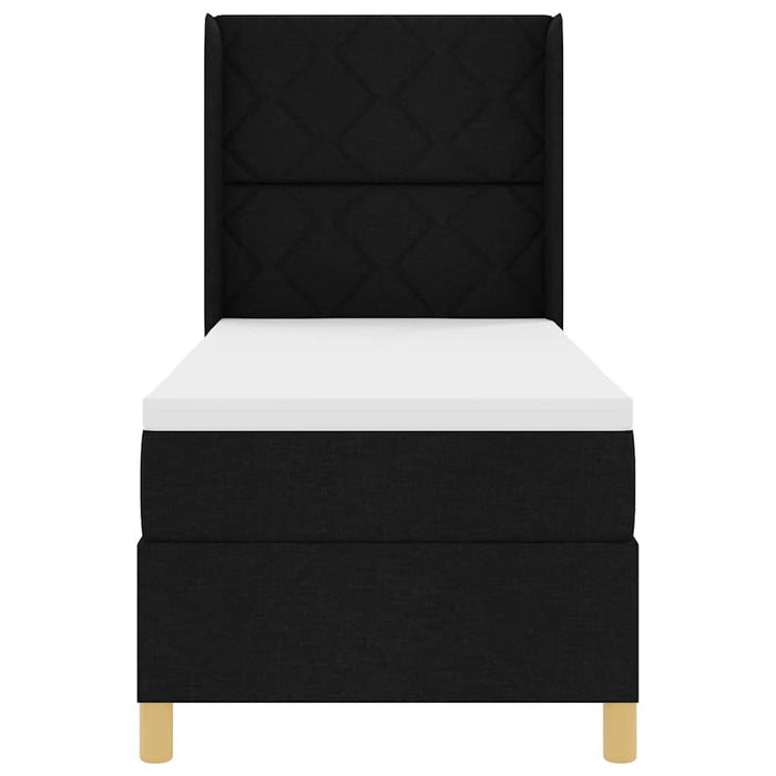 Pat cu arcuri cu headboard Negru 80 x 200 cm țesătură WALTI