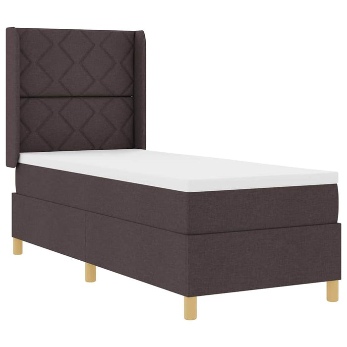 Pat cu arcuri cu headboard Maro închis 80 x 200 cm țesătură WALTI