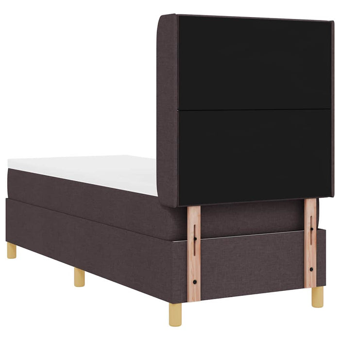 Pat cu arcuri cu headboard Maro închis 80 x 200 cm țesătură WALTI