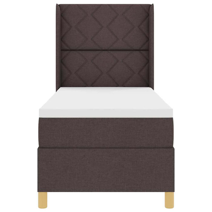 Pat cu arcuri cu headboard Maro închis 80 x 200 cm țesătură WALTI