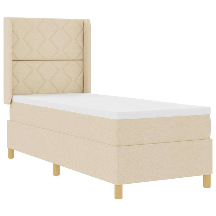 Pat cu arcuri cu headboard Crem 80 x 200 cm țesătură WALTI
