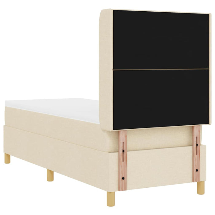 Pat cu arcuri cu headboard Crem 80 x 200 cm țesătură WALTI