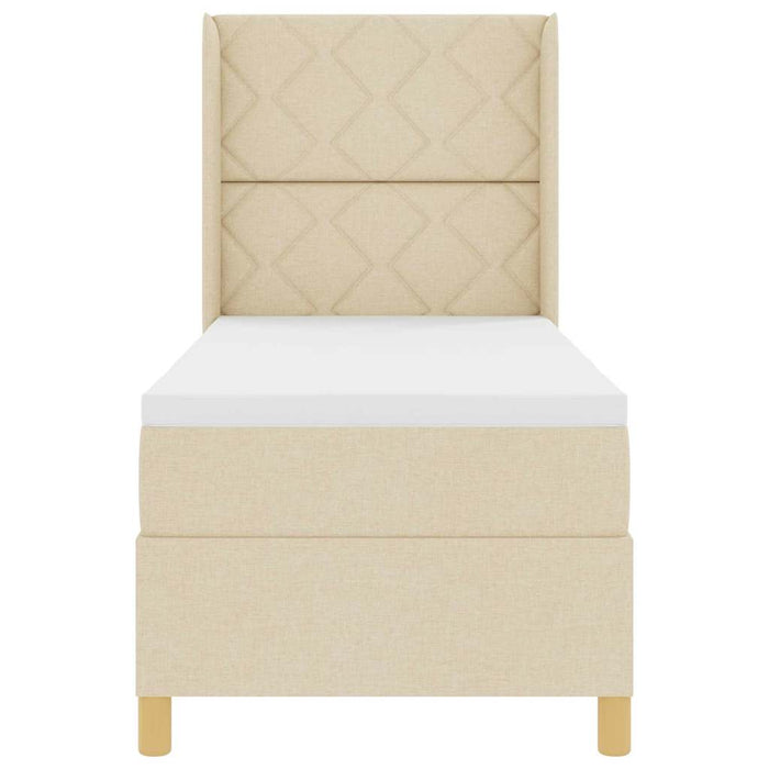 Pat cu arcuri cu headboard Crem 80 x 200 cm țesătură WALTI