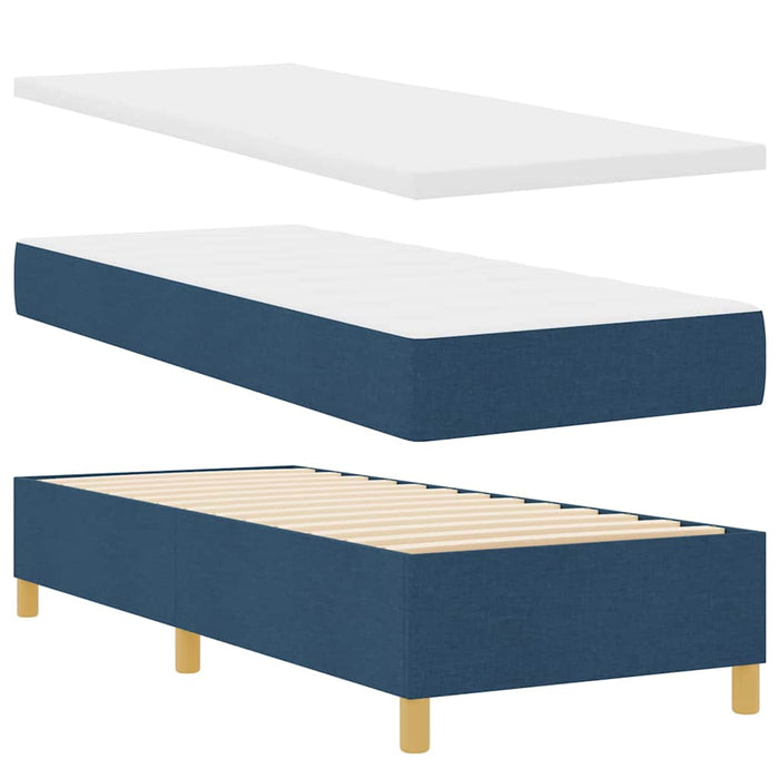Pat cu arcuri cu headboard albastru 80 x 200 cm țesătură WALTI