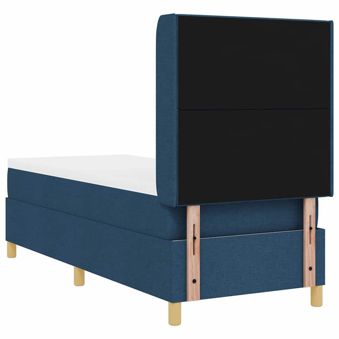 Pat cu arcuri cu headboard albastru 80 x 200 cm țesătură WALTI