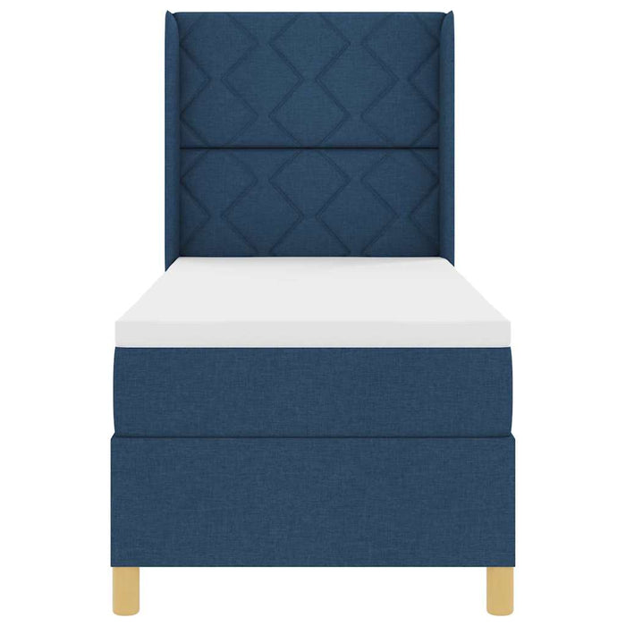 Pat cu arcuri cu headboard albastru 80 x 200 cm țesătură WALTI