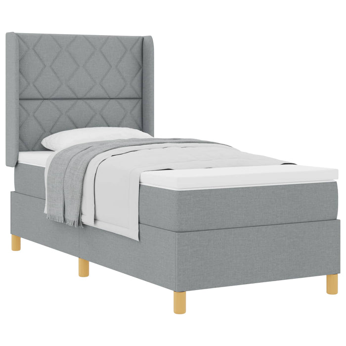 Pat cu arcuri cu headboard Gri deschis 90 x 190 cm țesătură WALTI
