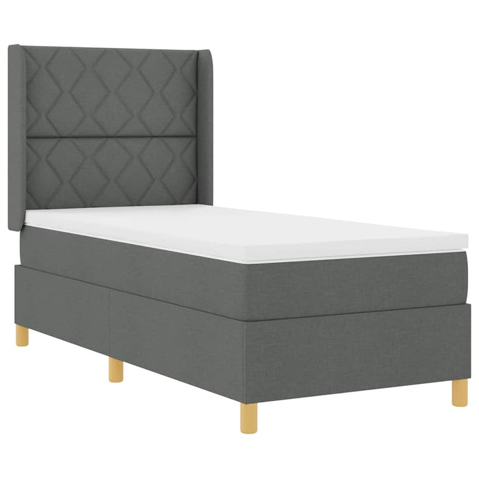 Pat cu arcuri cu headboard Gri închis 90 x 200 cm țesătură WALTI