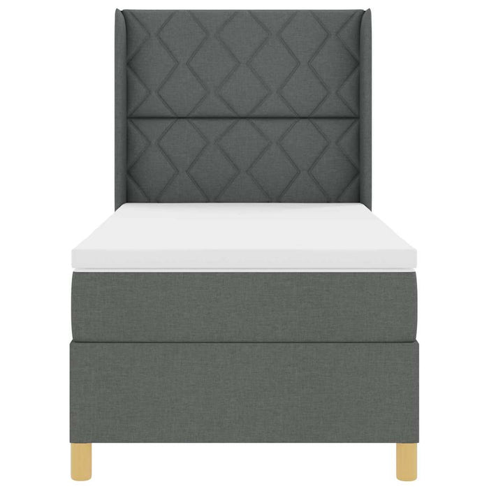 Pat cu arcuri cu headboard Gri închis 90 x 200 cm țesătură WALTI