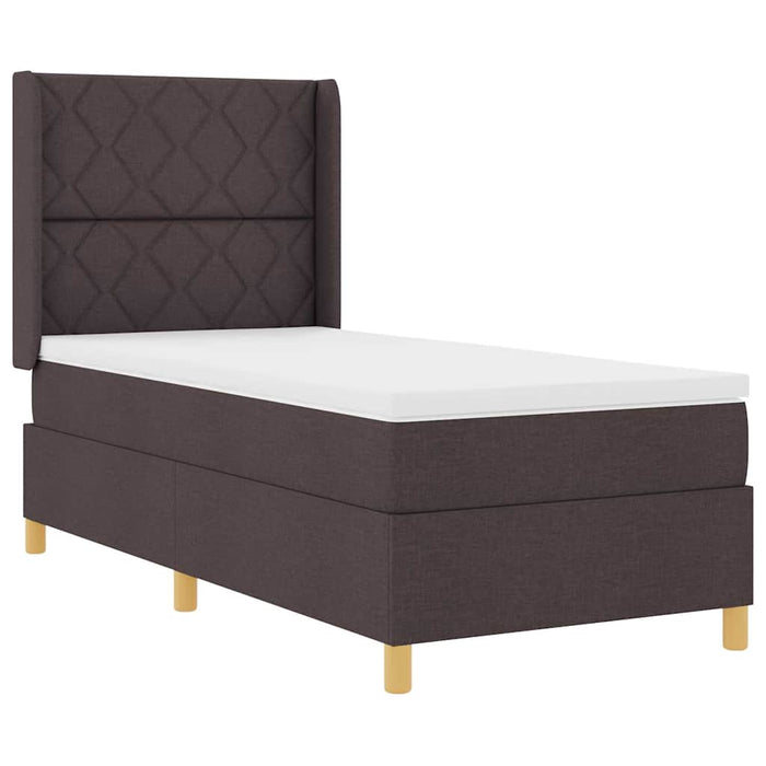 Pat cu arcuri cu headboard Maro închis 90 x 200 cm țesătură WALTI