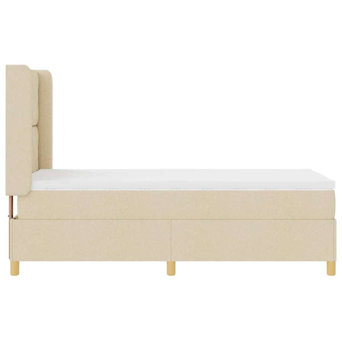 Pat cu arcuri cu headboard Crem 90 x 200 cm țesătură WALTI