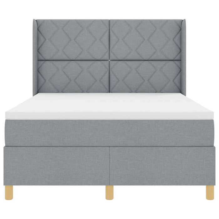 Pat cu arcuri cu headboard Gri deschis 140 x 190 cm țesătură WALTI