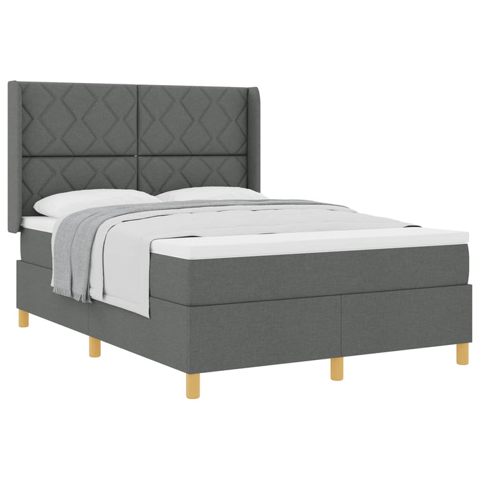 Pat cu arcuri cu headboard Gri închis 140 x 190 cm țesătură WALTI