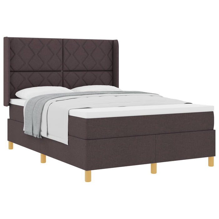 Pat cu arcuri cu headboard Maro închis 140 x 190 cm țesătură WALTI