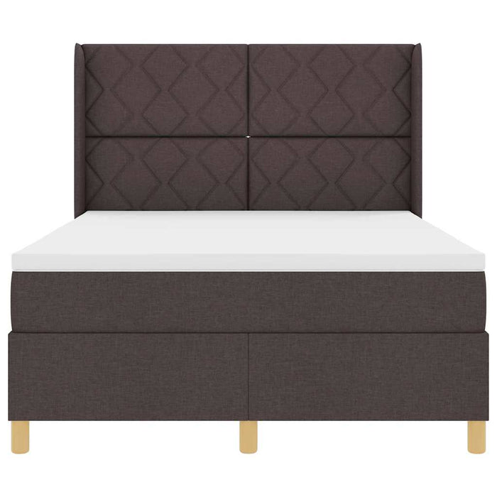 Pat cu arcuri cu headboard Maro închis 140 x 190 cm țesătură WALTI
