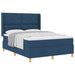 Pat cu arcuri cu headboard albastru 140 x 190 cm țesătură - WALTI WALTI